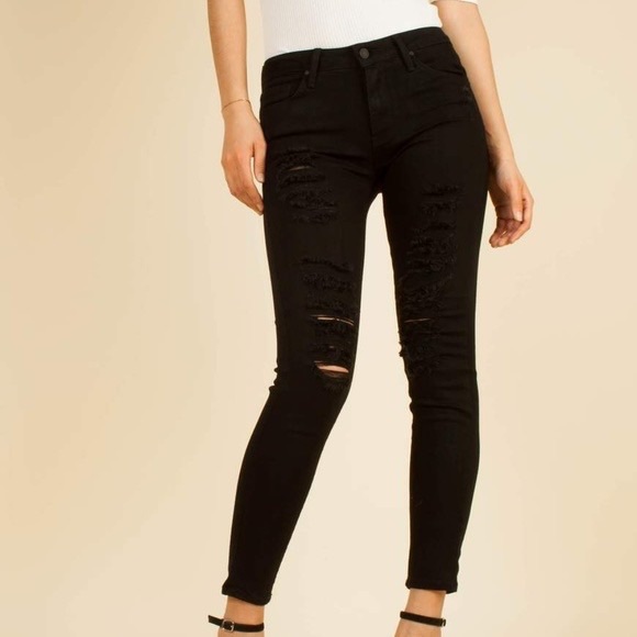 Just Black Denim - Black shredded distressed skinny jeans